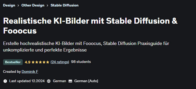 [Доминик Ф] [Udemy] Реалистичные изображения AI со Stable Diffusion и Fooocus (2024)
