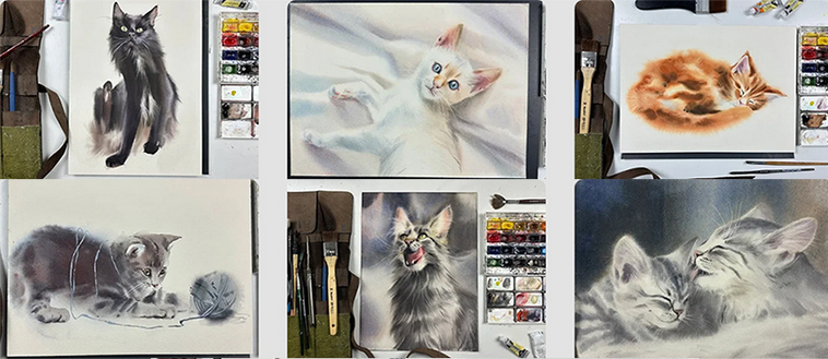 [Дарья Куцаева] [Художник онлайн] Коты и кошки акварелью (2025)