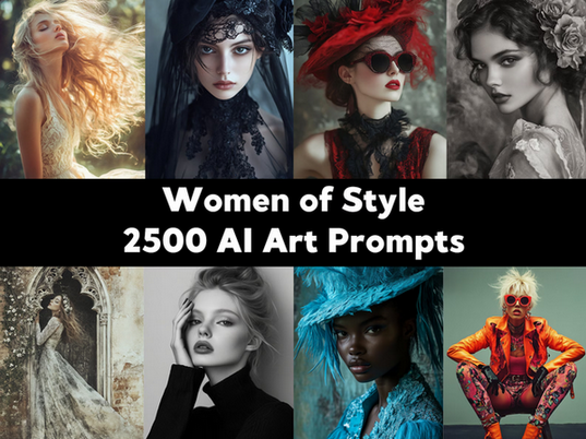 [ChillaxDesignsArt] 2500 промптов для стильных и атмосферных изображений женщин в Midjourney (2025)