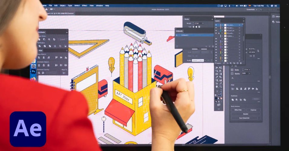 [Domestika] Ana Pérez López — Изометрическая анимация с помощью Illustrator и After Effects (2024)