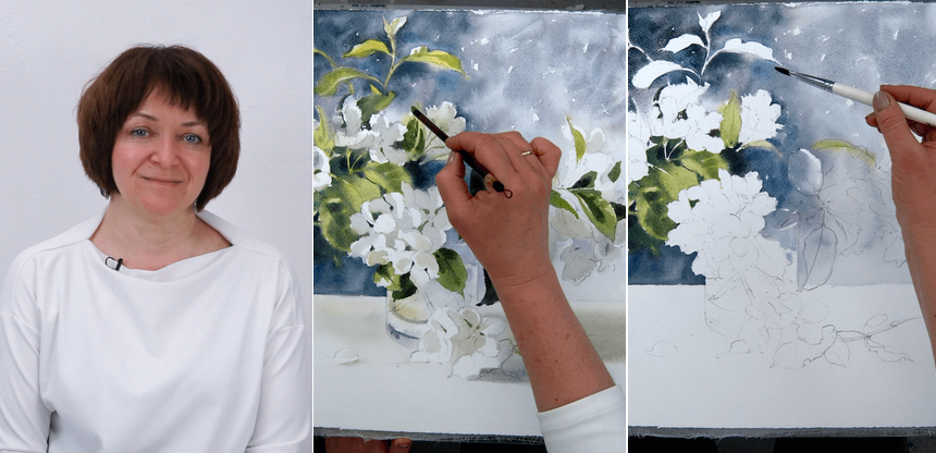 [Елена Базанова] [lectoroom] Веточки яблони акварелью (2023)