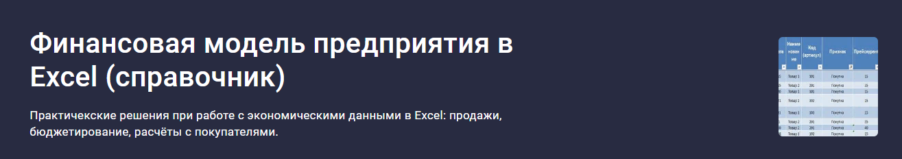 [Stepik] Наталья Лидл - Финансовая модель предприятия в Excel. Cправочник (2023)