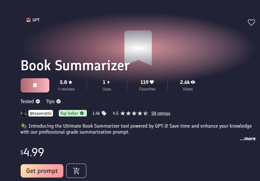 [PromptBase] Book Summarizer - Промт для составления резюме любой книги (2024)