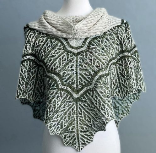 [Вяжи.ру] Шаль двухцветной бриошью Moss Agate (2024)