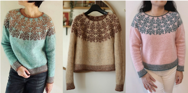 [Teti Lutsak, Вяжи.ру] Пуловер с круглой жаккардовой кокеткой Roots and Shoots (2024)